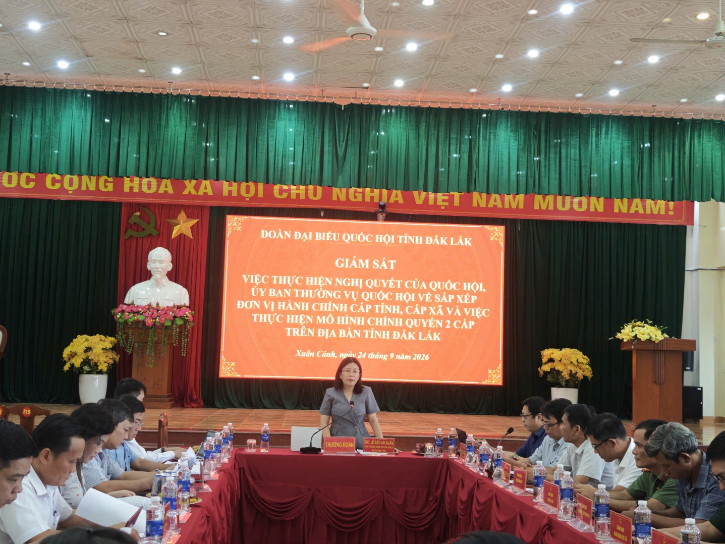 Đoàn ĐBQH tỉnh khảo sát việc thực hiện sắp xếp đơn vị hành chính và vận hành mô hình chính quyền địa phương 02 cấp tại xã Xuân Cảnh